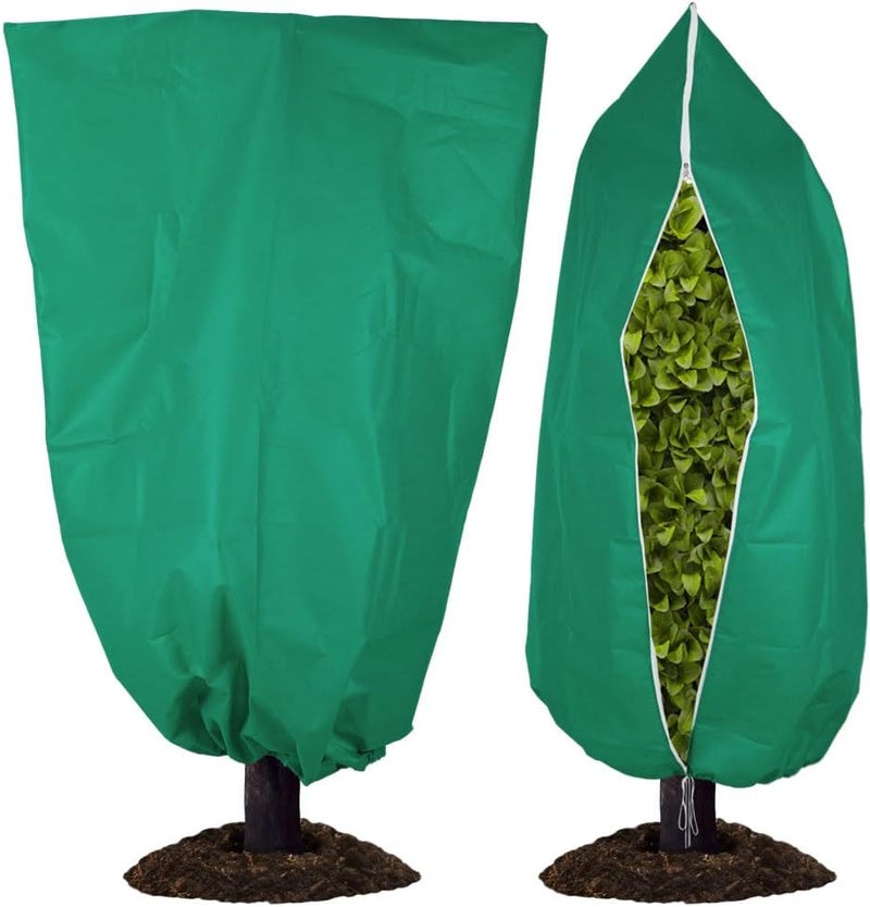 Sprthrd 2 Pack Winter Plant Covers with Zipper & Drawstring, 31.5"×47.2" Frost Protection Bags for Outdoor Potted Plants, Trees & Shrubs - Reusable Freeze Protection Jackets - Image 1